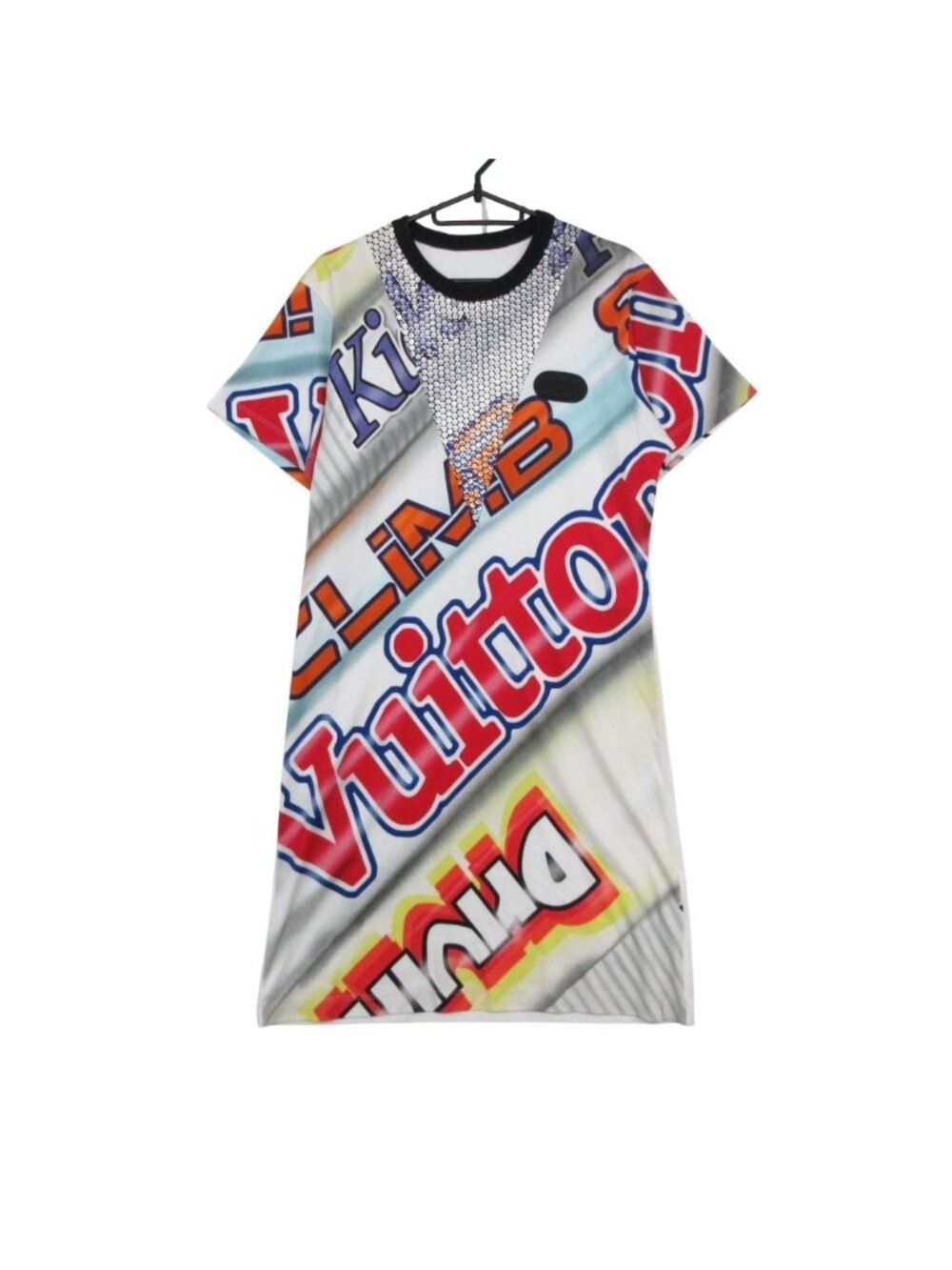 Louis Vuitton Dress Short Sleeve Graphic Print Statement Sequin Multicolor